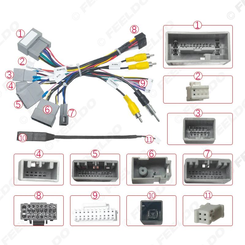 FEELDO Car 16pin Audio Wiring Harness For Honda Odyssey (2015) Aftermarket Stereo Installation Wire Adapter