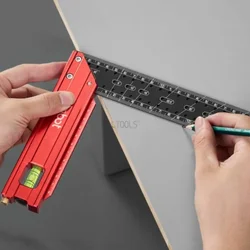 1 st Roestvrij Staal Positionering Vierkante Liniaal 30 cm/40 cm Houtbewerking Meten Haakse Liniaal L-vormige Snelle Markering Gat Liniaal