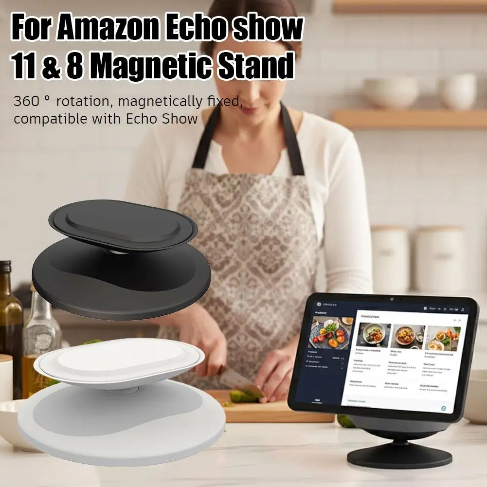 Adjustable Tilted Desktop Stand For Echo Show 11/Show 8 Magnetic Base Anti Slip Silicone Stand, Home Office