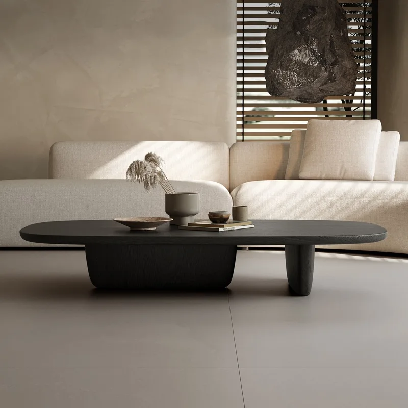 Wabi sand wind solid wood coffee table modern living room home small apartment designer personality creative smoked wood Interne
