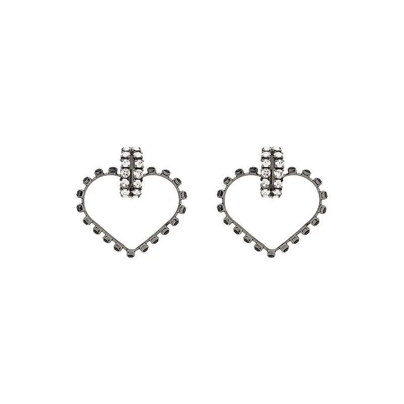 

Retro personality old temperament diamond big peach heart ear clip jewelry