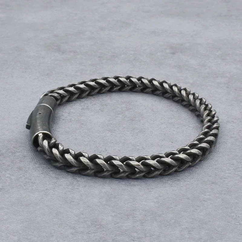 Vintage Chain Link Men Bracelet Handmade Punk Rock Stainless Steel Punk Bracelets Male Hand Jewelry Boyfriend Accessories