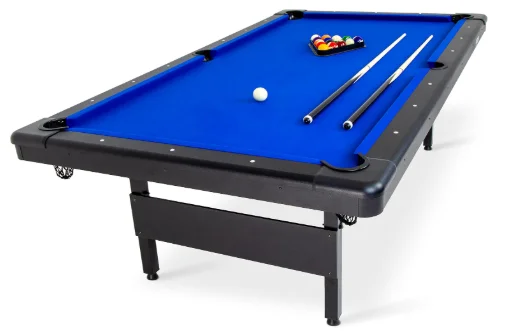 8 ft Billiards Table - Portable Pool Table - Includes Full Set of Balls, 2 Cue Sticks, Chalk and Felt Brush