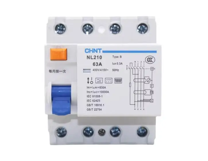 친트 누설 보호대, NL210 B 타입, 신 에너지 전용 1P + N 누설 스위치, 3P + N, 40A, 63A
