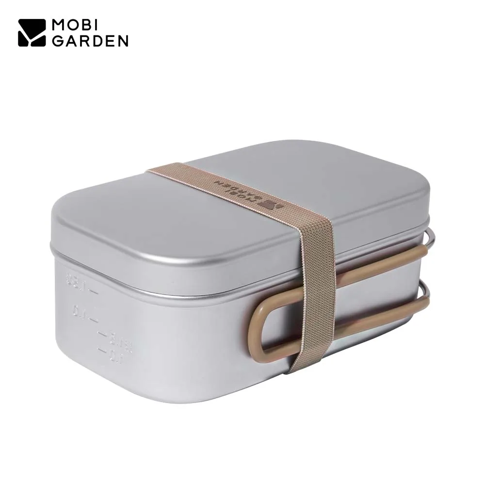 MOBI GARDEN Aluminum Dinner Box Outdoor Camping Picnic Lightweight Bento Box Foldable Handle Portable Tableware