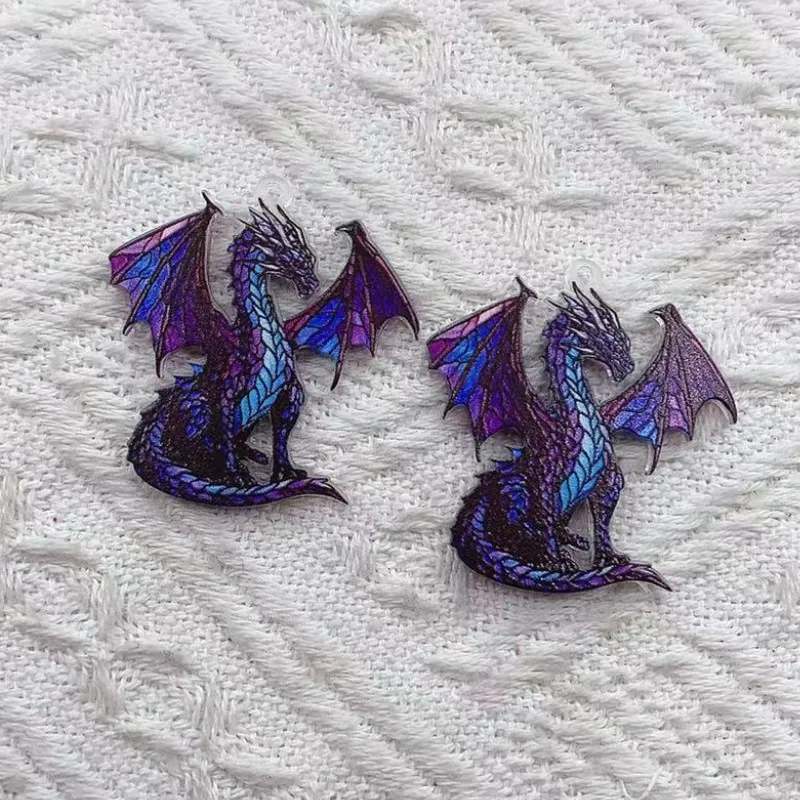 10pcs Acrylic Cartoon dragon Charm Jewelry Accessories Necklace Bracelet Earring Pendant Diy Craft Supplies