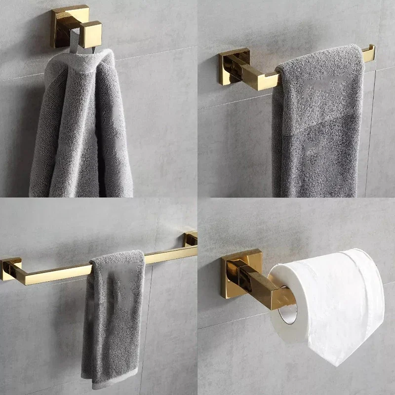 Hardware per il bagno dorato di lusso portasciugamani portasciugamani anello per carta igienica gancio per accappatoio accessori per il bagno Set di