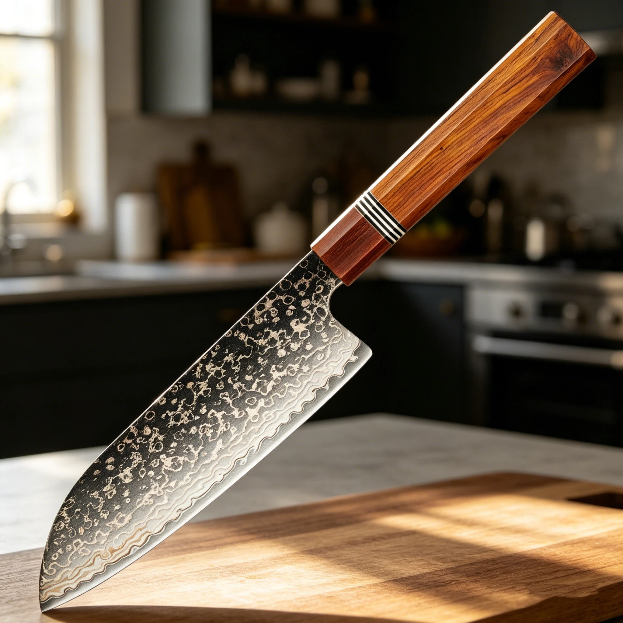 

XITUO Santoku knife 7 Inch, Rosewood Handle, 37-layer Copper Damascus Steel Sharp Kitchen Cooking Knife for Cut Vegetables, Meat