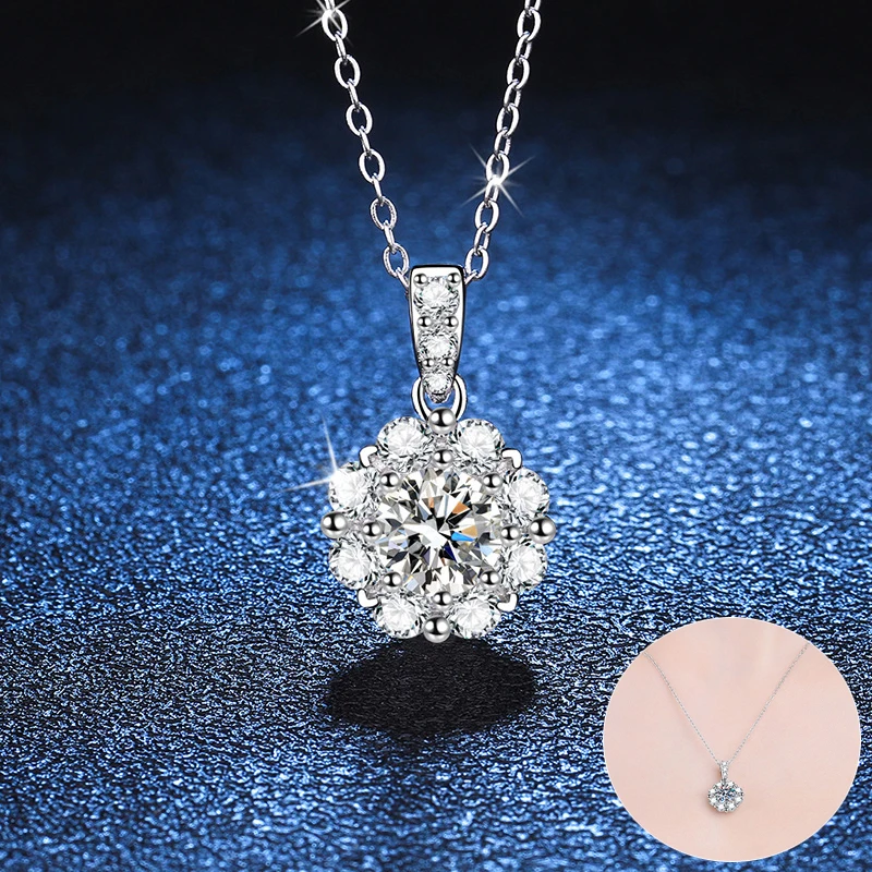 Apaison 1 ct D Color Moissanite Necklace Pendant For Women Fine Jewelry 100% 925 Sterling Silver Clavicle Chain Gift Wholesale