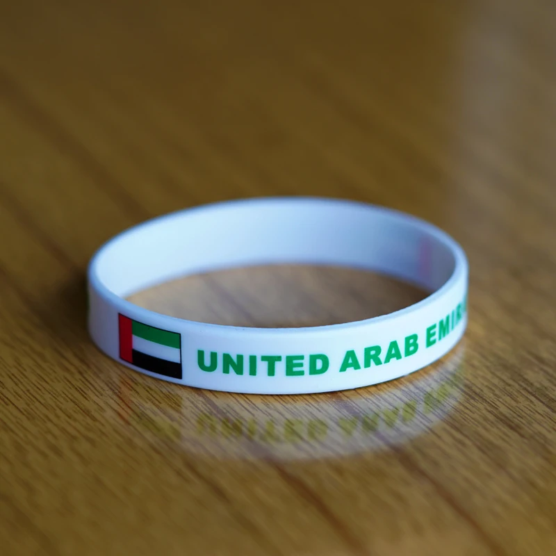 Customized 2pcs United Arab Emirates UAE Flag Wristband Sport Silicone Bracelet Rubber Band Commemorative Fashion Accessory