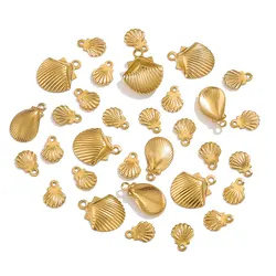 20 PCS Cute Small and Non-deformable Stainless Steel Summer Shell Pendant DIY Charm Gold Necklace Bracelet Jewelry Making Find