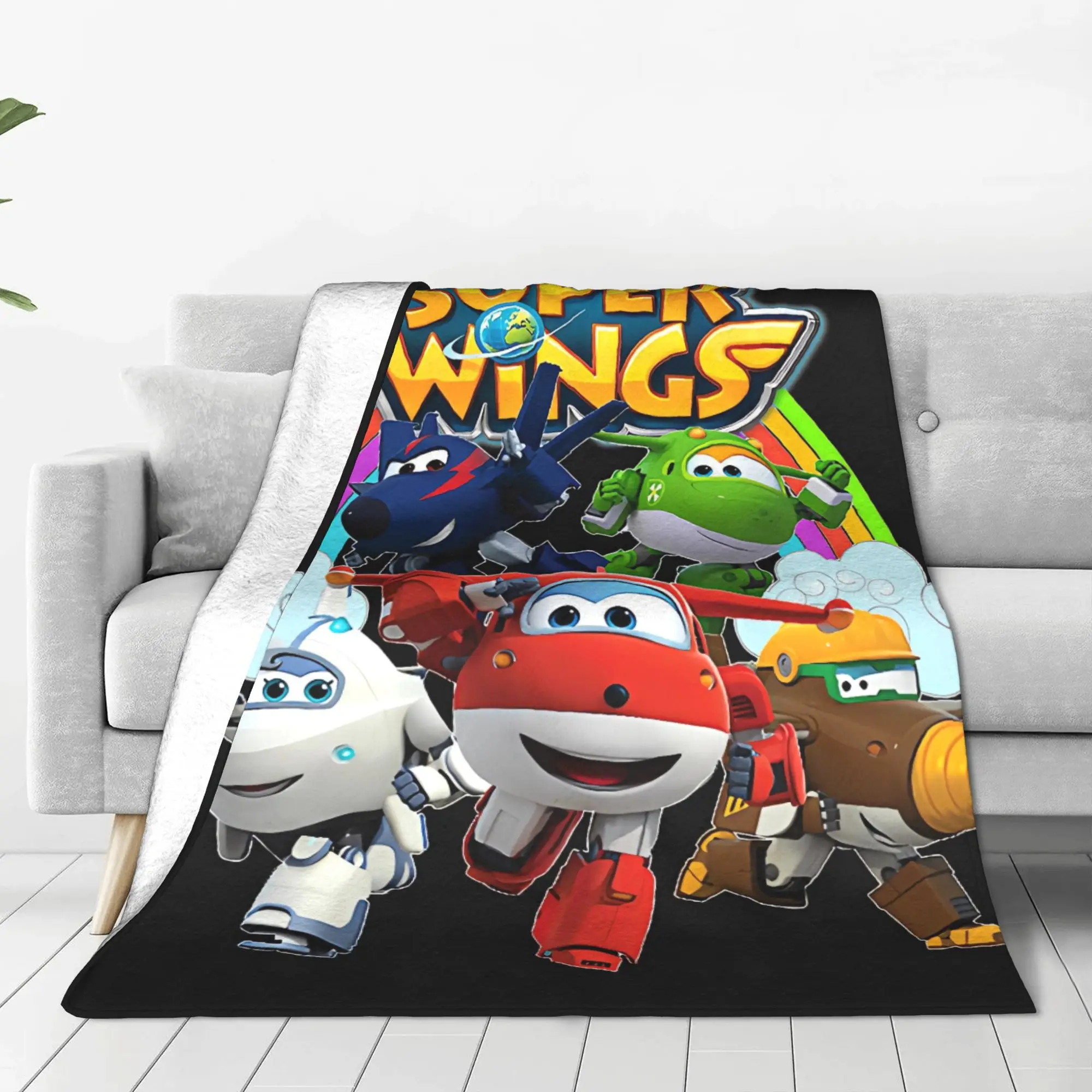 Super Wings Cartoon Flannel Blanket Winter  Soft Durable Bedding Throws for Students Home Decor Novelty Bedspread Sofa Bed Cover