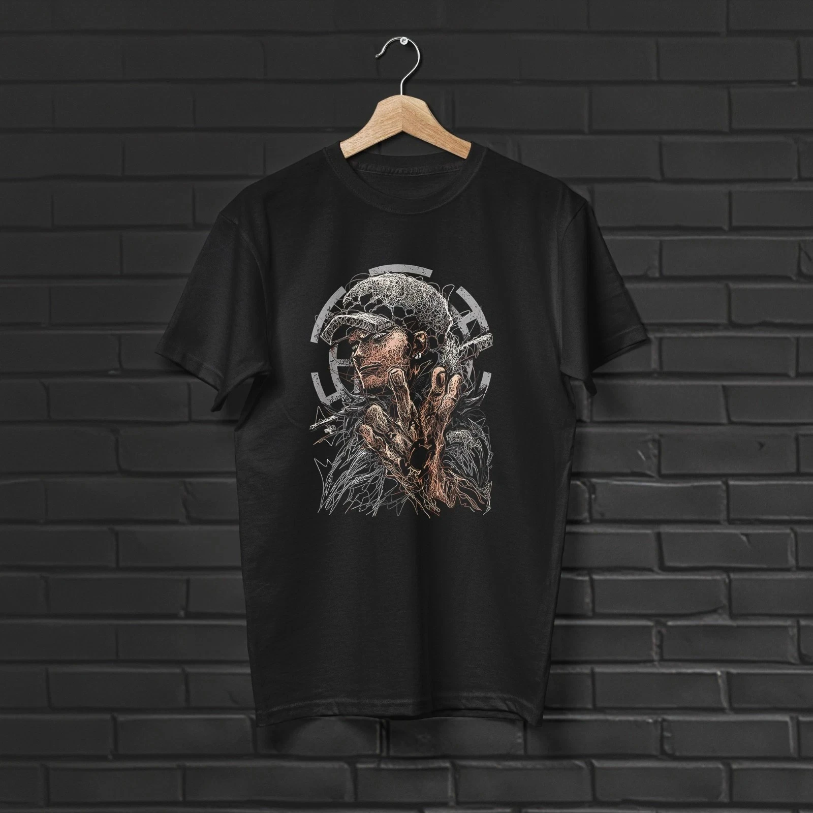 Sommer-T-Shirt mit Trafalgar Law Heart Pirates Anime-Motiv, Grafik-T-Shirt, Unisex-Oberteil für Jungen, Rundhalsausschnitt, kurze Ärmel