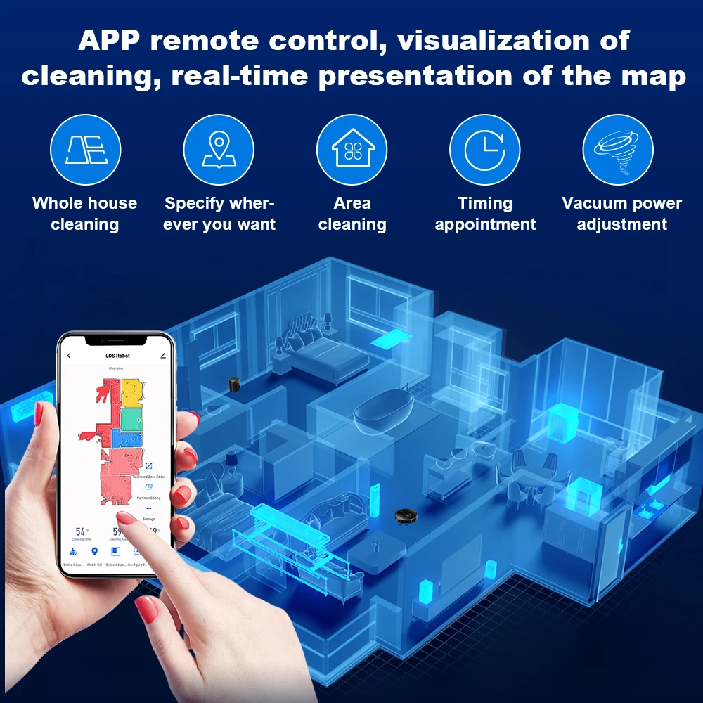 LDS Robot Vacuum Cleaner & Mop Liectroux M70 Pro,Wet Dry Cleaning,Self Empty,Multi-floor Map,6.5KPa,Carpet Boost,3200mAh Battery