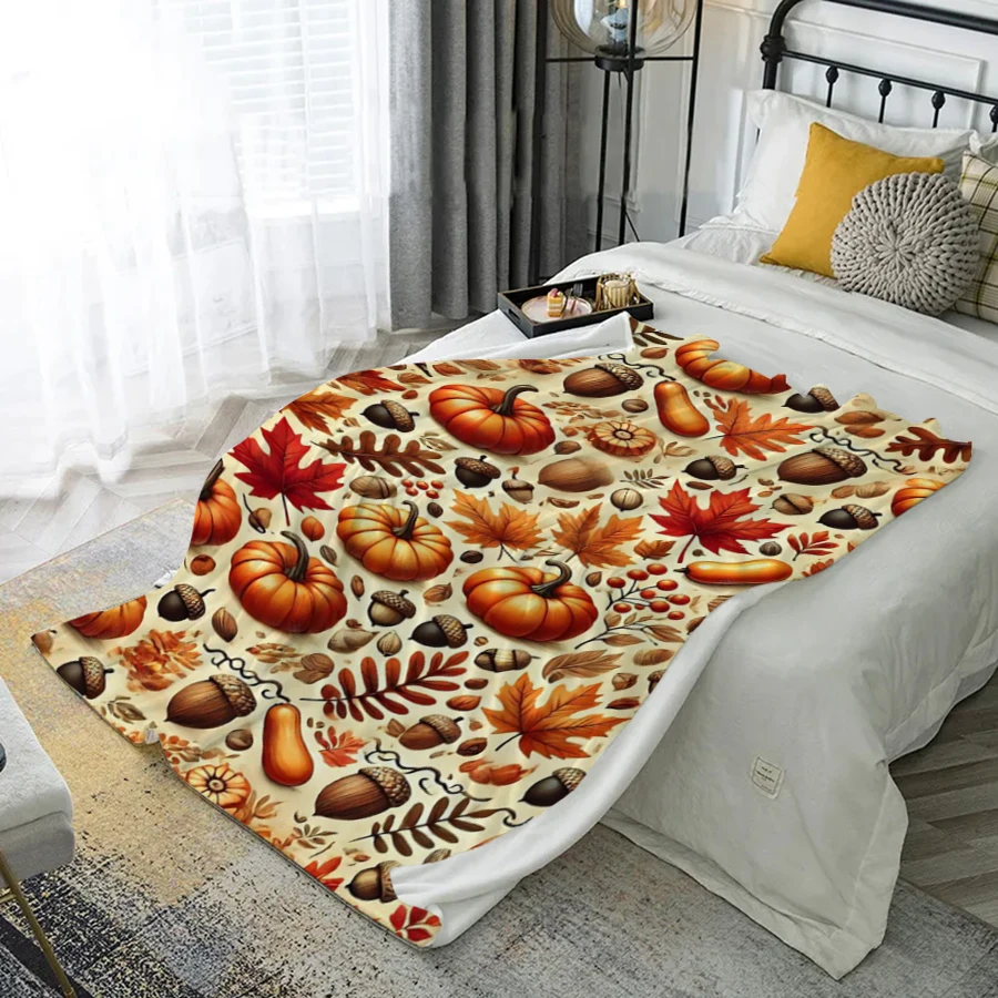 

Autumn Pattern Blanket Microfiber Flannel Cover Blanket Bedroom Living Room Sofa Soft And Comfortable Home Decoration