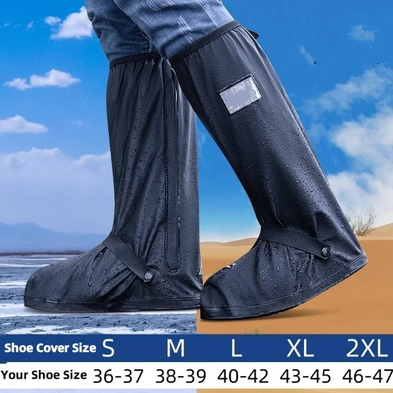 Cycling Hiking Gaiter Rain Snow Wet Overshoes Shoes Pant Protectors Reusable Waterproof Anti-Slip High Tube Shoes Cover Rain Boo