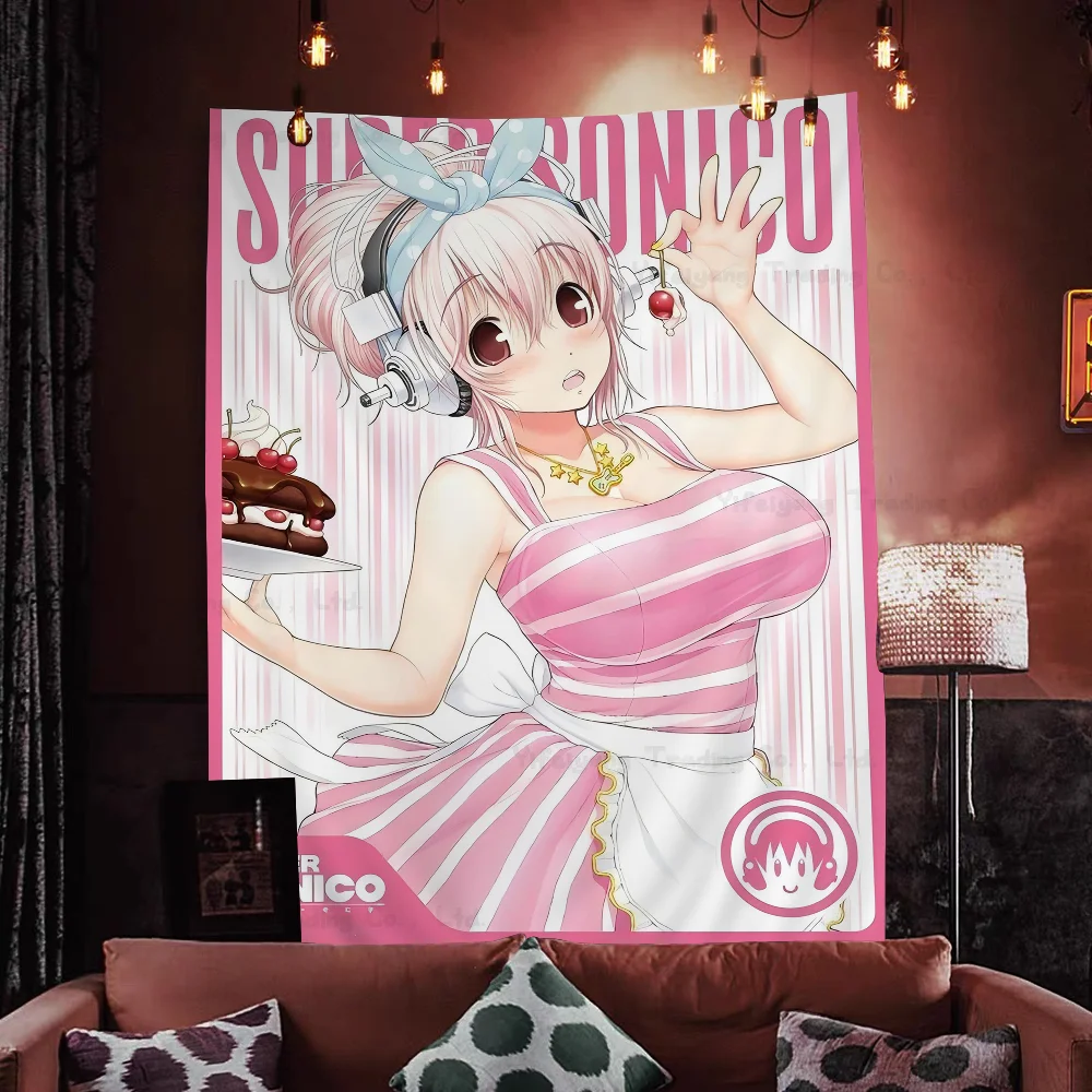 Anime Super Sonico Colorful Tapestry Wall Hanging Hanging Tarot Hippie Wall Rugs Dorm Wall Art Decor