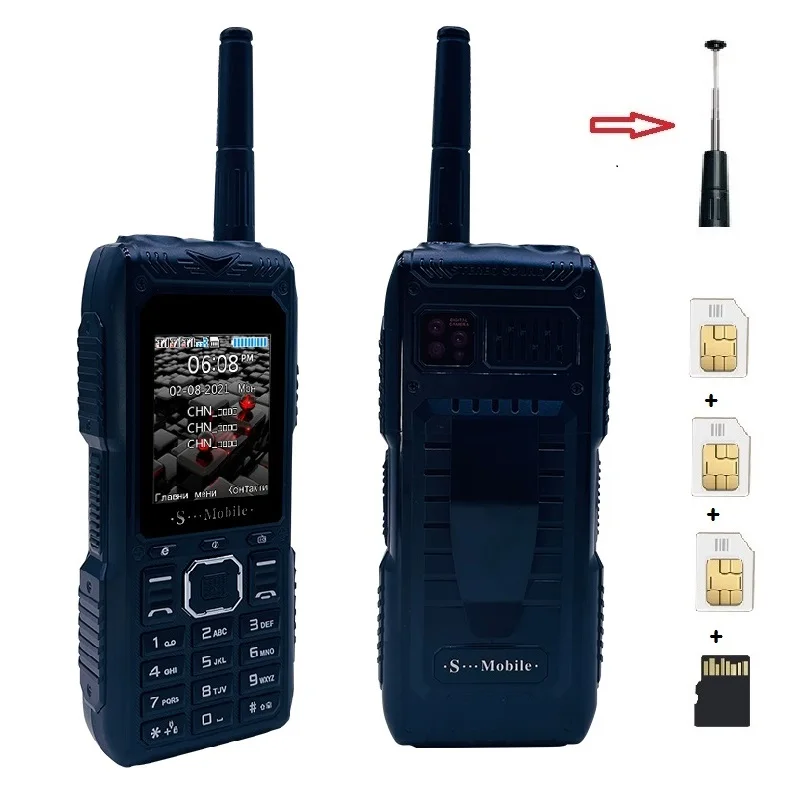 Nouveau téléphone portable S555, trois cartes, trois jours de veille, extérieur, longue durée, peut tirer le Signal d'antenne, envoyer fortement un Clip à la taille