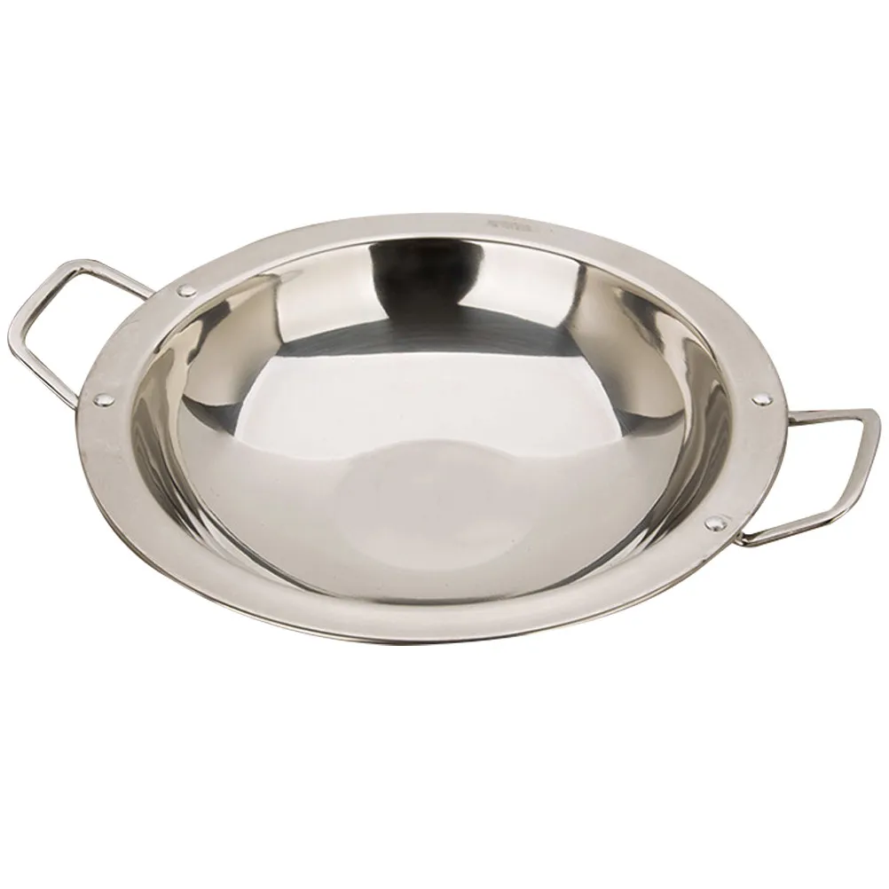 Extra Thick Stainless Steel Multifunctional Flat Pan for Hot Pot Seafood Dry Pot Spicy Cooking Double Handle Heat Resistant