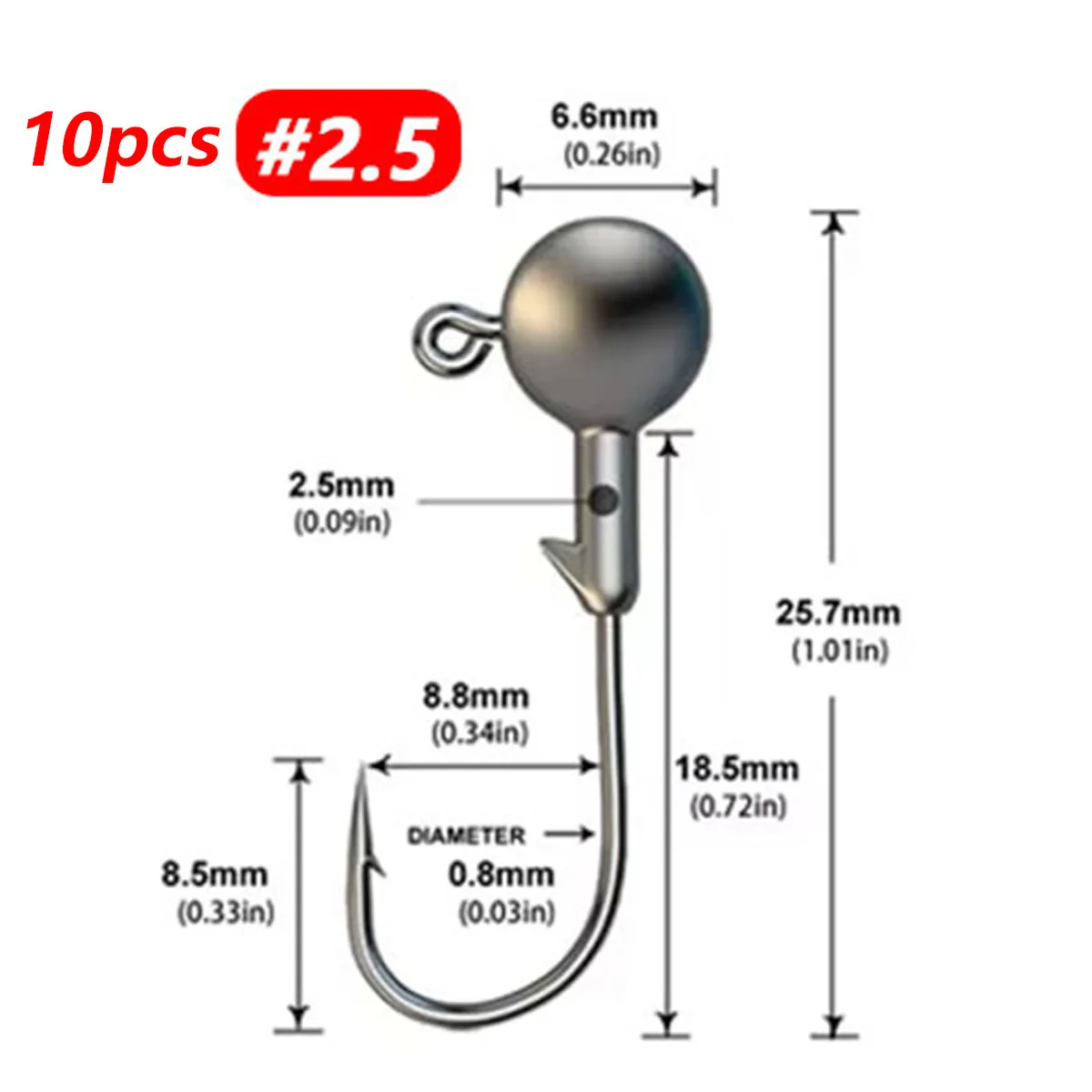 1g 1,8g 2,5g 3,5g 5g Angeljigköpfe, Rundkopf-Rigs Angelhaken für Weichköder und Crankbaits