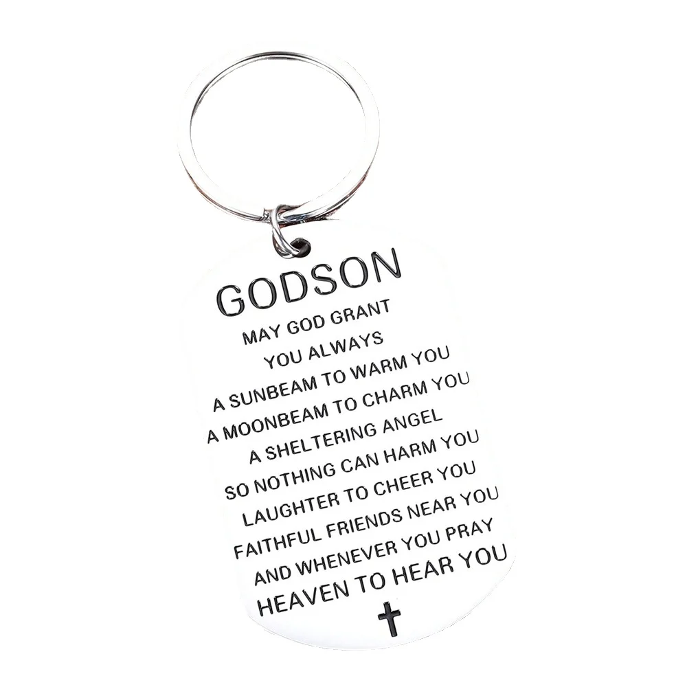 2023 Graduation Birthday Valentine's Day Gift Godson Stainless Steel Keychain Godmother's Christmas Gift To Godson Accessories