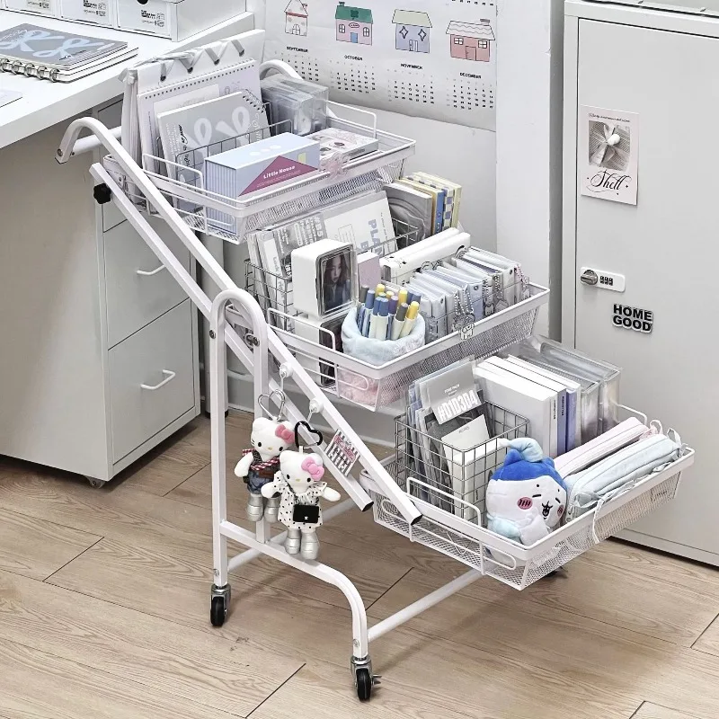 Stretchable stationery trolley removable foldable carbon steel snacks bedroom desk