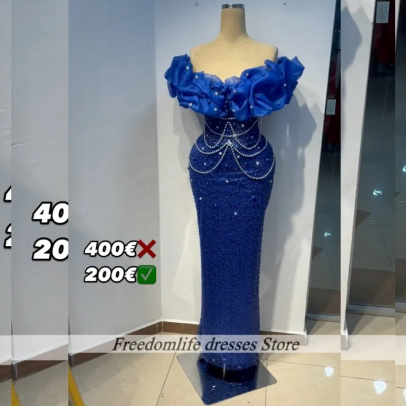 

Delicate Peal Beading Evening Dresses Exquisite Ruffles Mermaid Wedding Party Dress Prom Gowns For Nigerian Females Customized