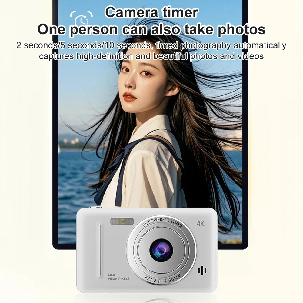 4K Digital Camera Retro CCD Portable Card Camera Entry-level Camera Dual Camera Flash 50 Million Pixels Auto Focus Clear