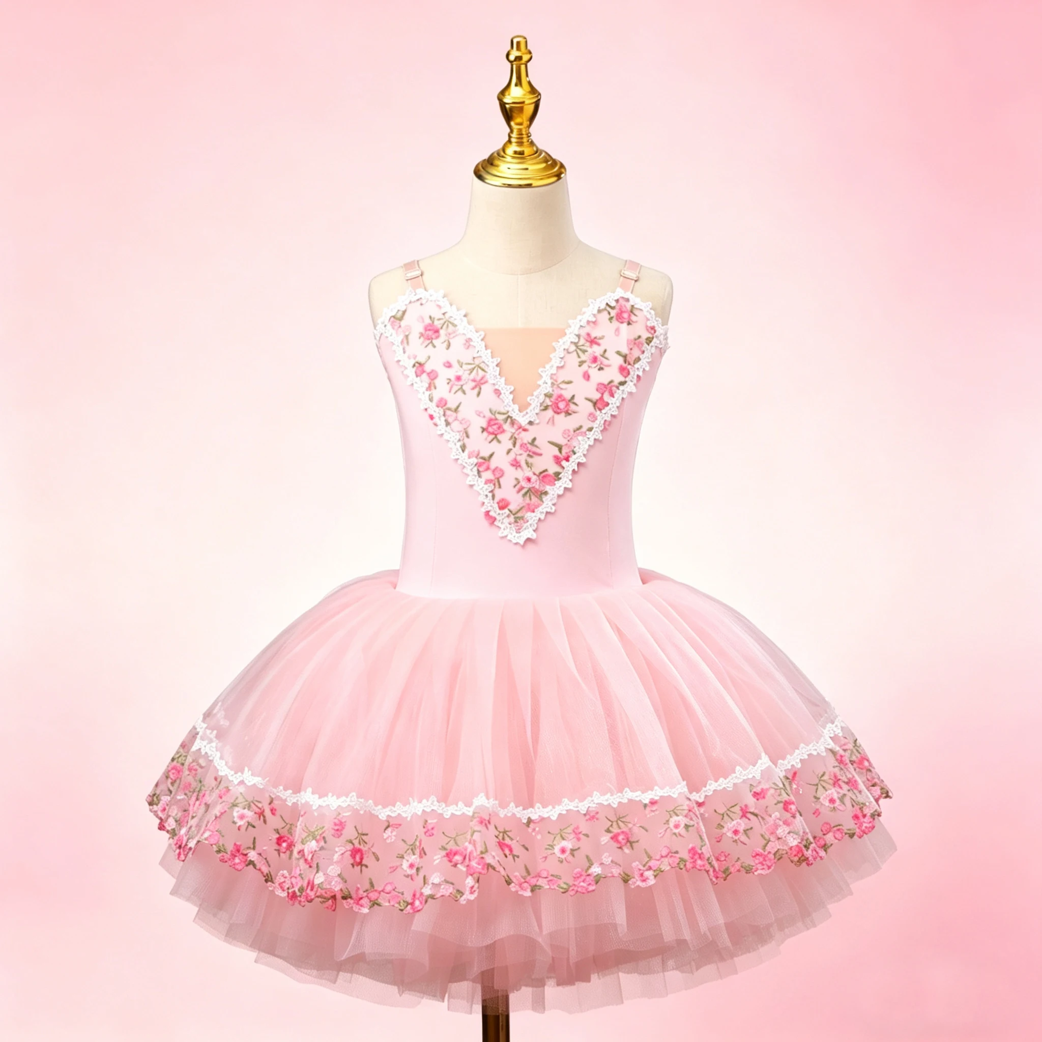 Ballet Skirt Short Performance DressFlower Romantic  Little Swan Lake Strap Ballet Yarn Skirt For Girls Tutu Ballet Dress