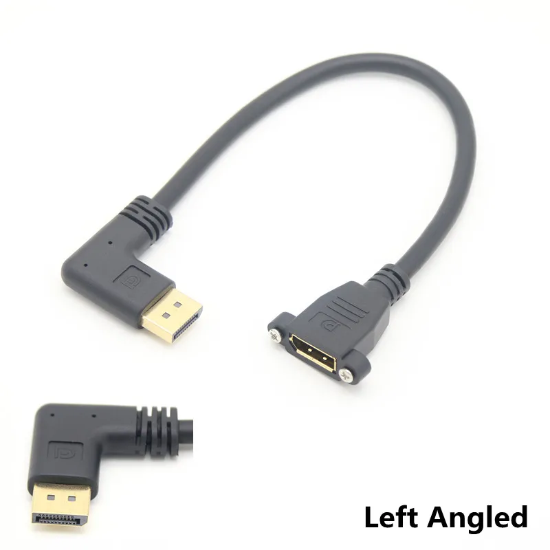 DisplayPort DP1.2V 4K Male Up Down Left Right 90 Degree Angle To Female Socket Panel Mount Extension Cable Display Port 30cm