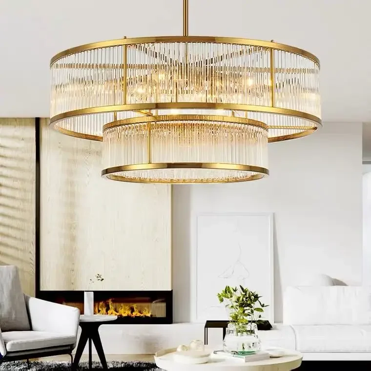 

Light luxury crystal living room main lamp creative American hotel private room duplex villa chandelier