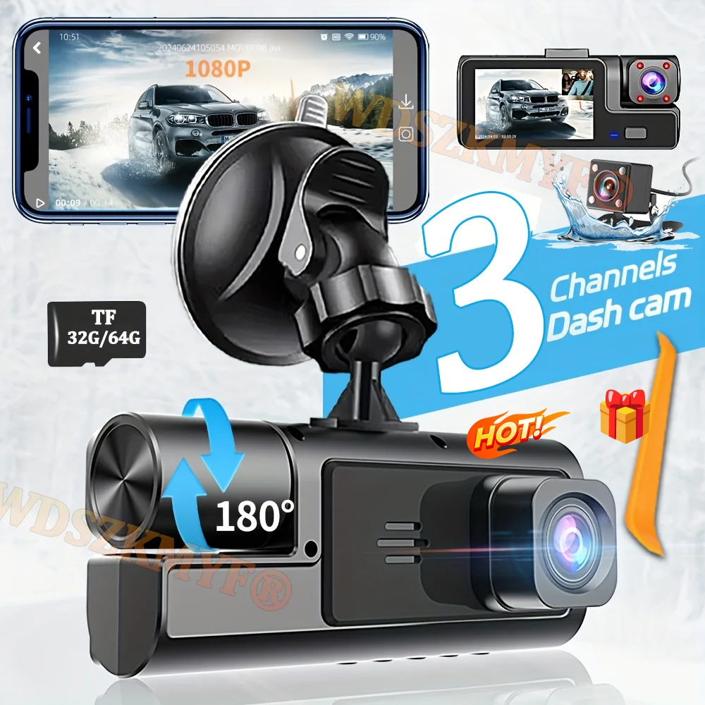 HD1080P Dash Cam for Cars WIFI Video Recorder 2/3Channel Front and Rear View Camera for Vehicle Car DVR Night Vision Black box