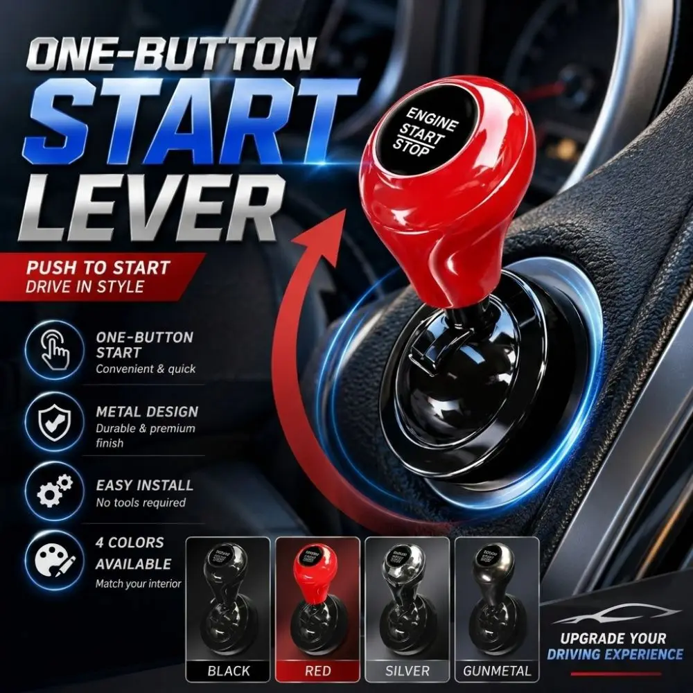 All Metal Car Start Button Joystick Universal 4 Colors Car Starter Lever Cue Stick Shape High-end Car Keyless Start Sticker