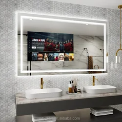 Smart TV Mirror,Modern Luxury Led Mirror Wall Mounted Beauty Salon Android Bathroom Mirror with Tv Screen,Hotel High Quality