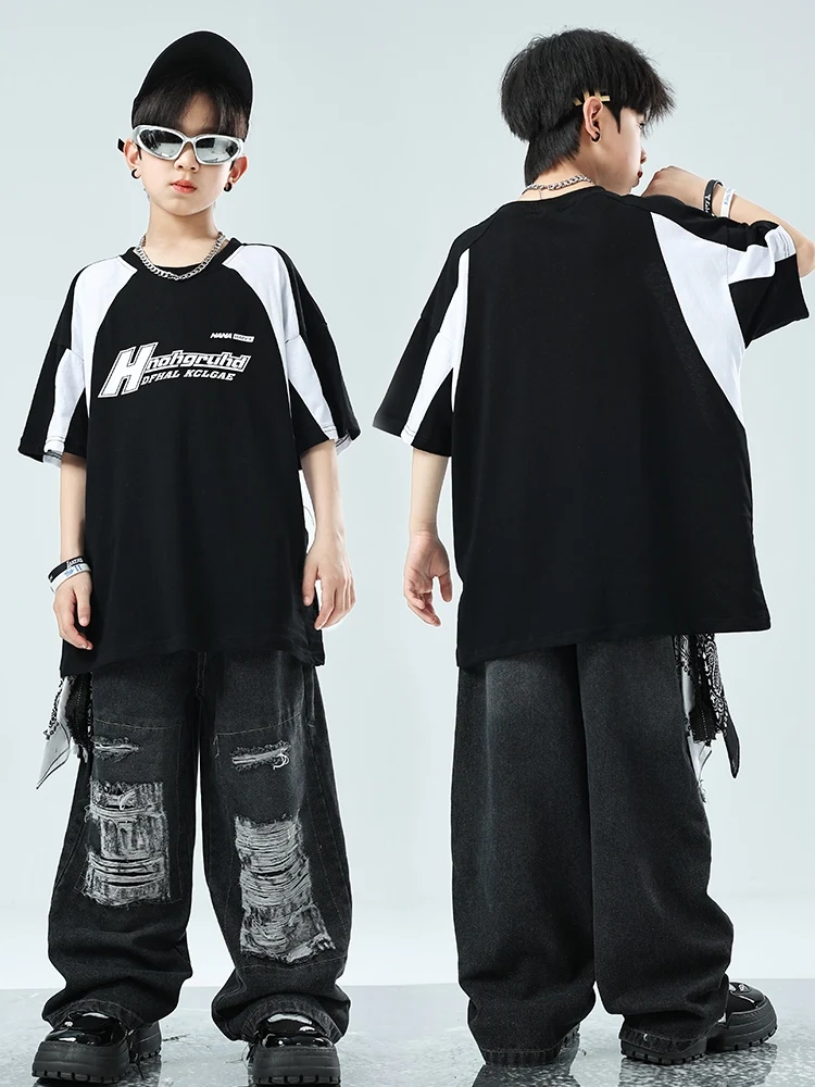 K-pop Stage Boys' Fashionable Outfit Jazz Dance Performance Suit Kids Hip-hop Fashion Costume Cool Children's Runway Wear XH51