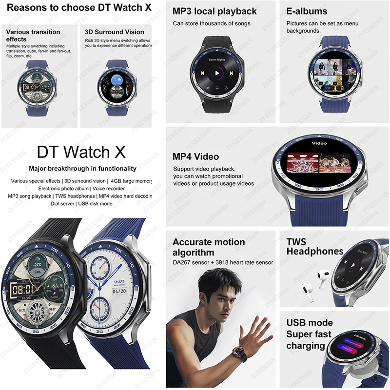 2025 New Men Business Watch For Xiaomi OPPO Watch X 4G Large Memory Video playback Smartwatch Sport Fitness Waterproof Watches image 2