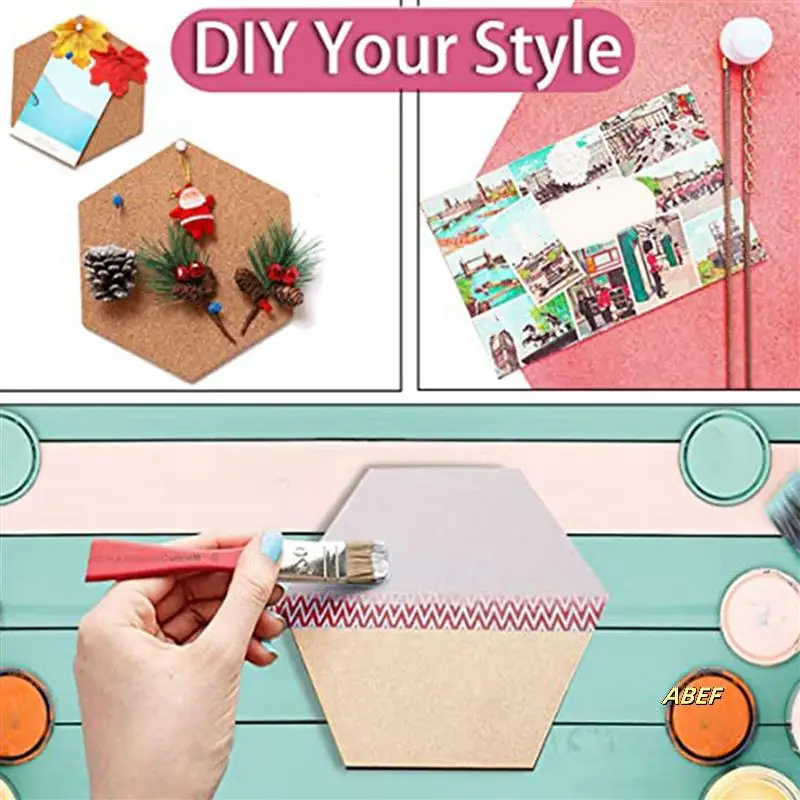 18 قطعة لوحة الفلين السداسية البلاط ذاتية اللصق سميكة Corkboards للجدار لوحات مذكرة لوحة إبرية لوحة الإعلانات الزخرفية