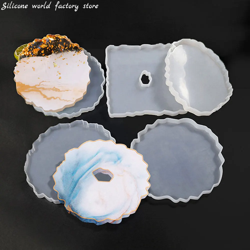 Silicone World DIY Coaster Resin Epoxy Mold Tea Coaster lrregular shape Resin Molds Silicone Wine Glass Coasters Epoxy Mould