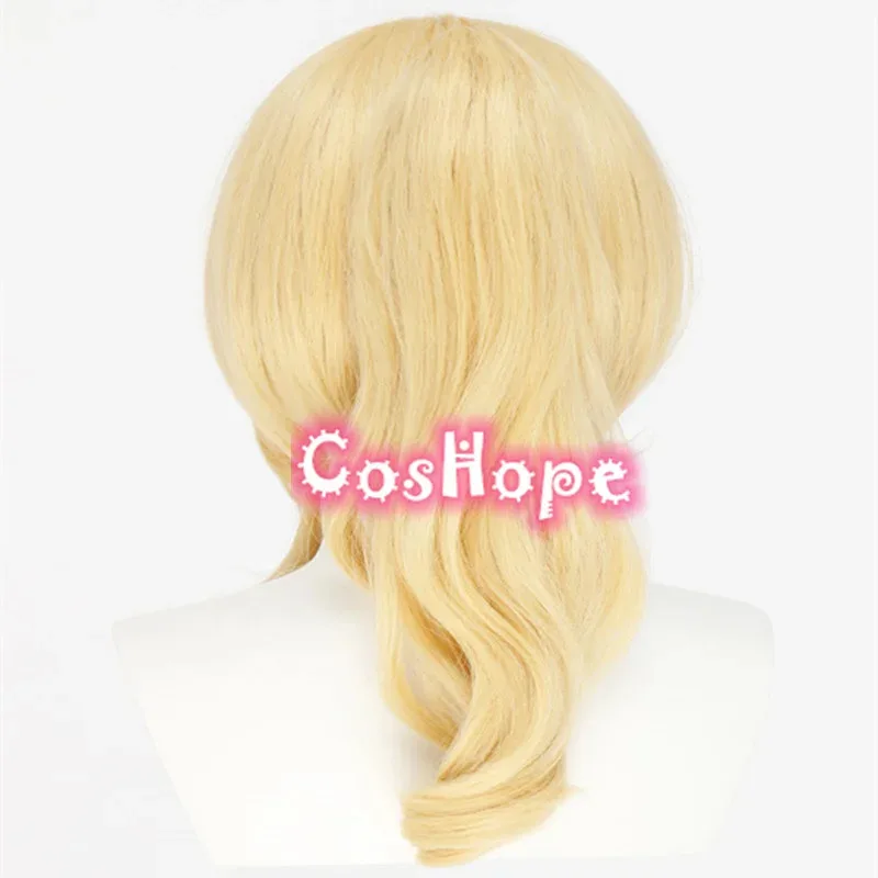 Peluca de Cosplay de Jean para mujer, peluca dorada clara de 40cm, pelucas de Cosplay de Anime, pelucas sintéticas resistentes al calor