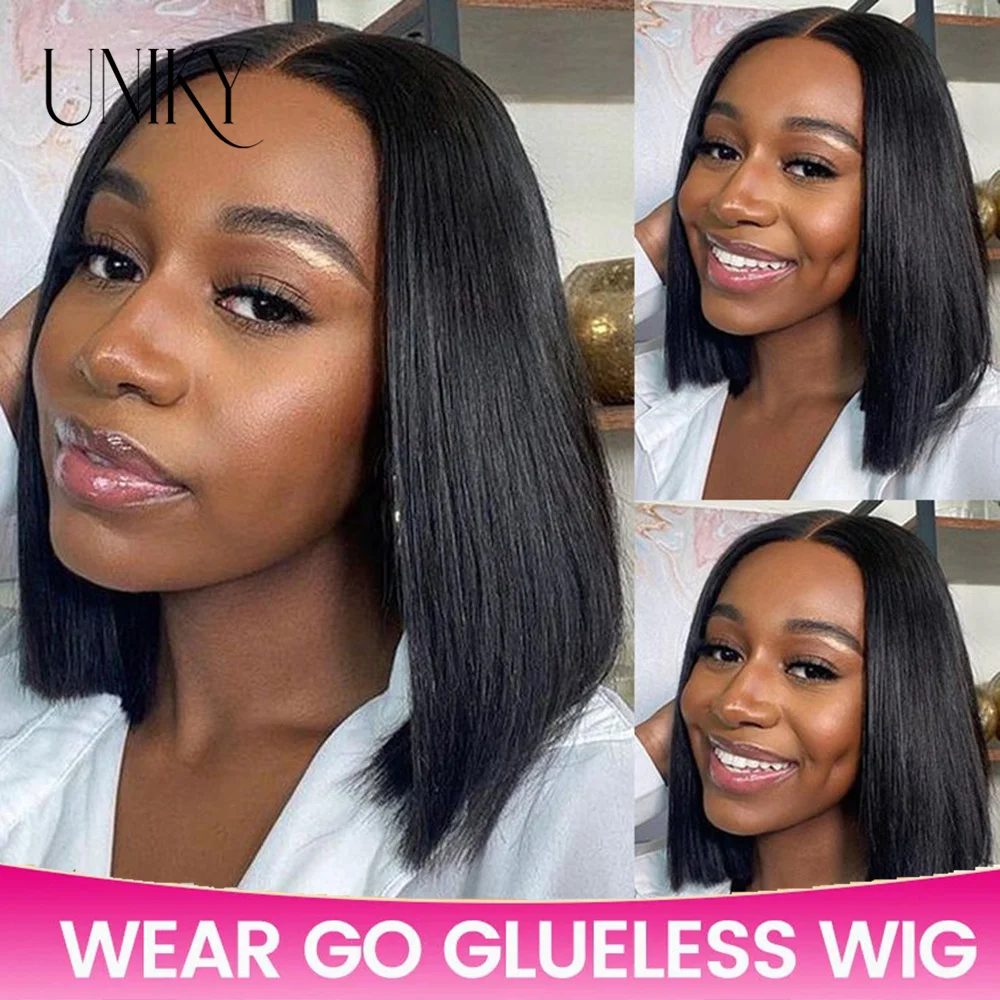 

Glueless Bob Wigs Human Hair Wear And Go 4x4 Pre Cut Lace Wigs Pre Plucked Straight HD Transparent 5x5/4x6 Lace Closure Wigs