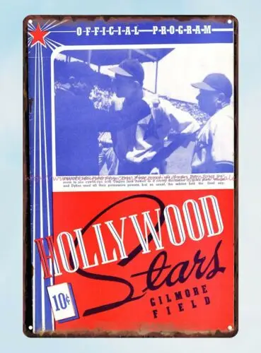 1948 baseball Gilmore Field Program tin sign