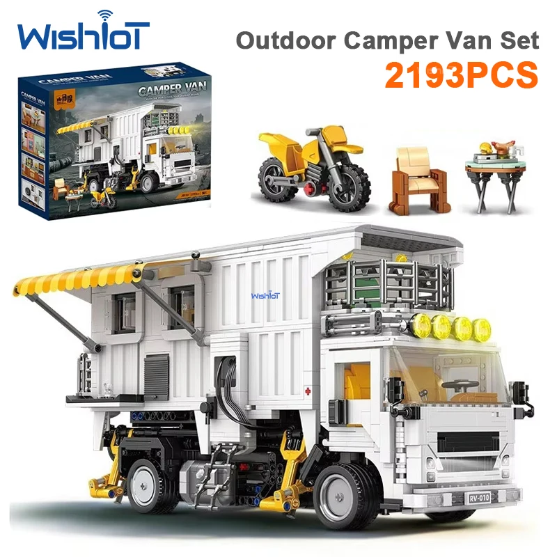 2193PCS Camper Van Building Blocks Remote Control Technical RV Vehicle Model Educational Assembly Bricks Toys For Adults Gift