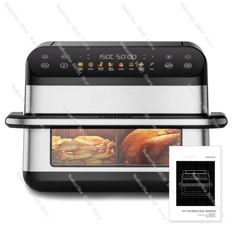10L Air Fryer & Electric Oven Combo | Multifunctional, Large-Capacity, Fully Automatic, Visible Window, EU Standard