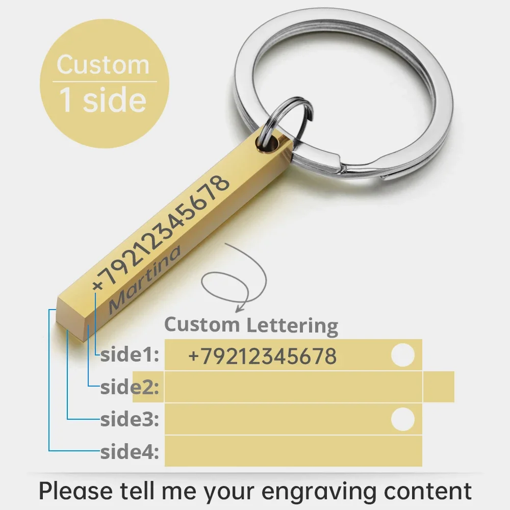 3D Bar Edelstahl personalisieren Schlüsselanhänger Gravieren Text Name Datum Logo Schlüsselanhänger individuelle Schlüsselanhänger Ringe Weihnachtsgeschenk P039