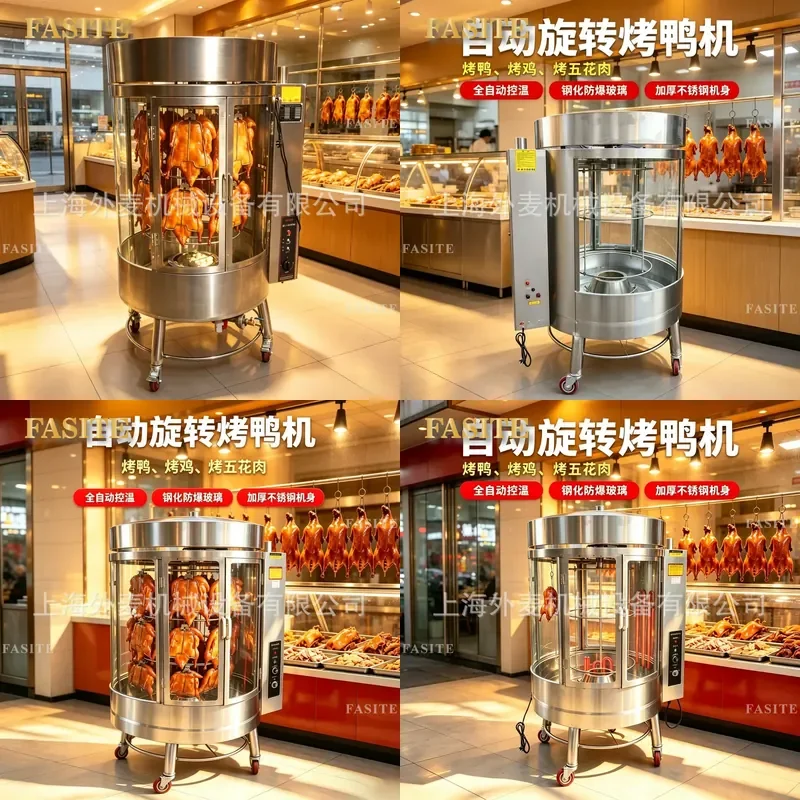 For Commercial Automatic Rotary Roast Duck Machine Gas Electric Dual Purpose Stainless Steel Crispy Roast Meat Furnace