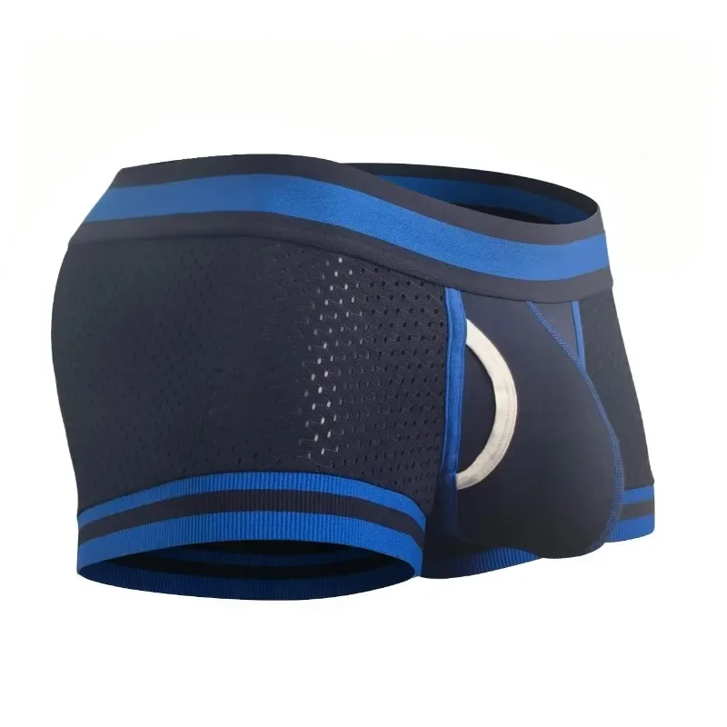 Summer Men Mesh Boxer Briefs U Convex Pouch Breathable Quick Dry Lightweight Sport Trunks Red Underwear Male Boxer Shorts