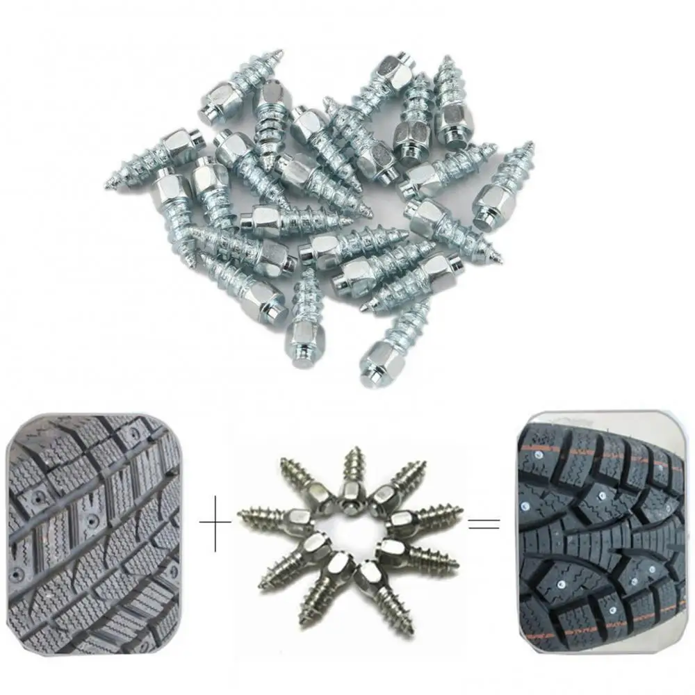 100Pcs 4x12mm Anti-slip Alloy Tire Studs Snow Spikes with Wrench for SUV ATV