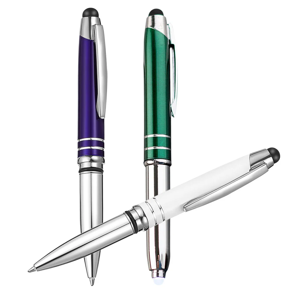 

3 Pcs Touch Ballpoint Pen Pens LED Light for Nurses with Lights Press Lighted Tip Metal Stylus Tips