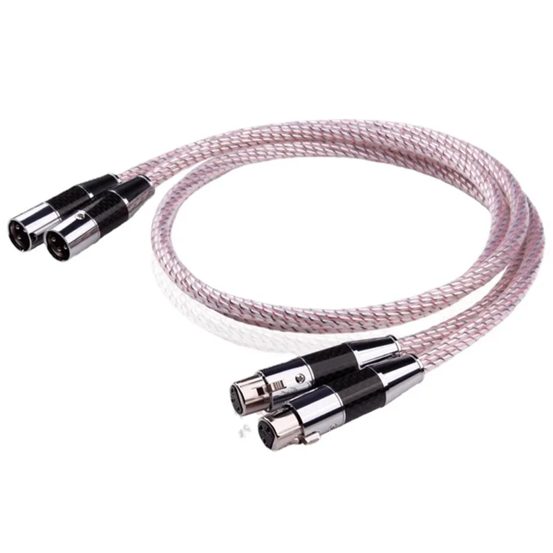 

Pair Valhalla XLR Balanced Cable 8Cores Silver Plated HiFi Audio Interconnect Line Carbon Fiber Plug