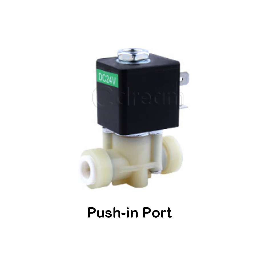 Picture 4: Normally Closed Plastic Water Solenoid Valve DC24V, 8mm Quick Fitting, Viton Seal for Dental Distiller Autoclave